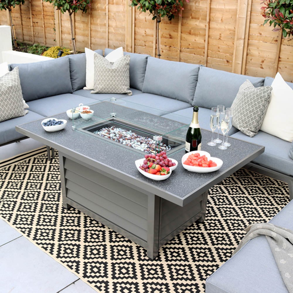 Royalcraft Mayfair 150 8 Seater Aluminium Corner Lounge Set with Fire Pit Image 12