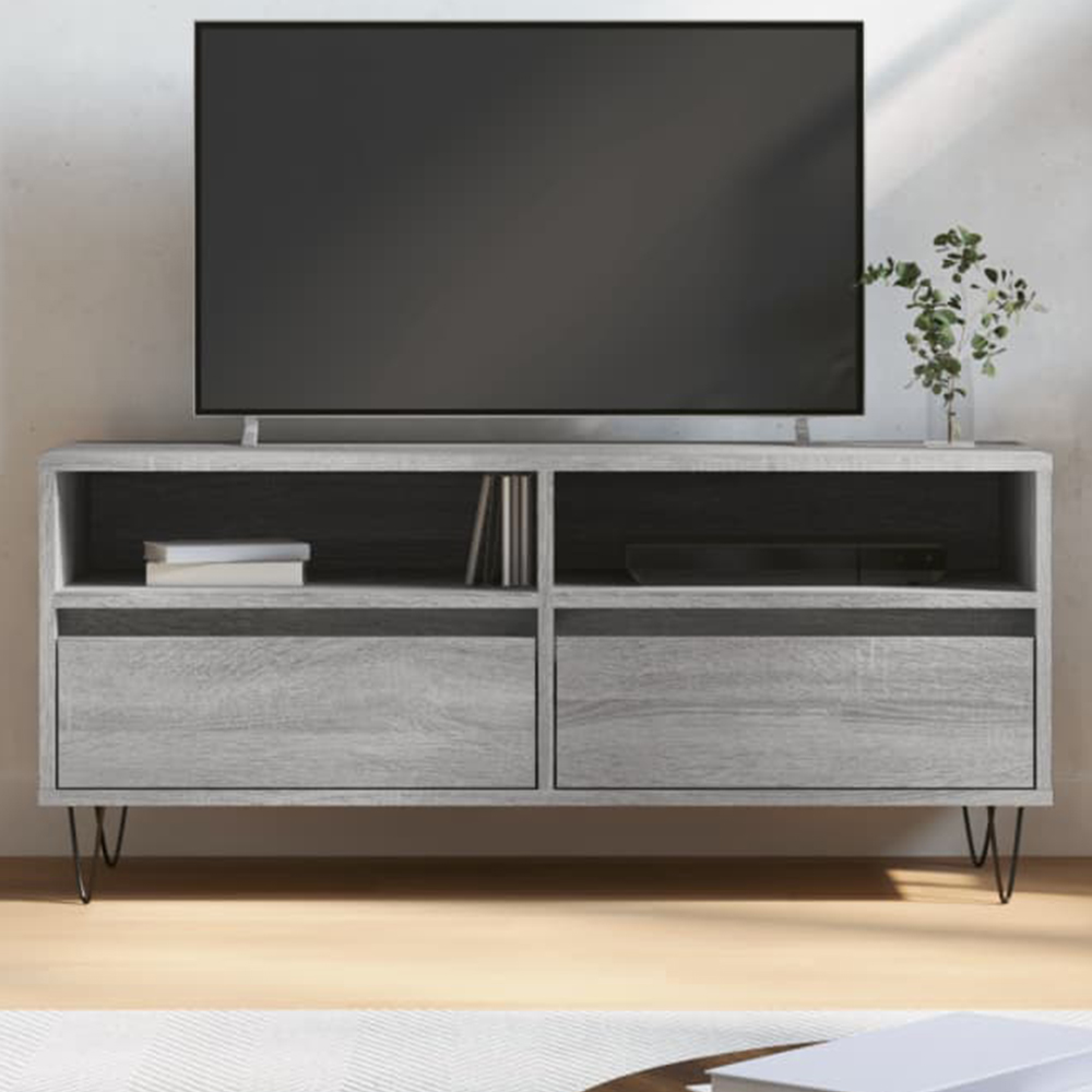 vidaXL 2 Drawer 2 Shelf Grey Sonoma TV Cabinet Image 1
