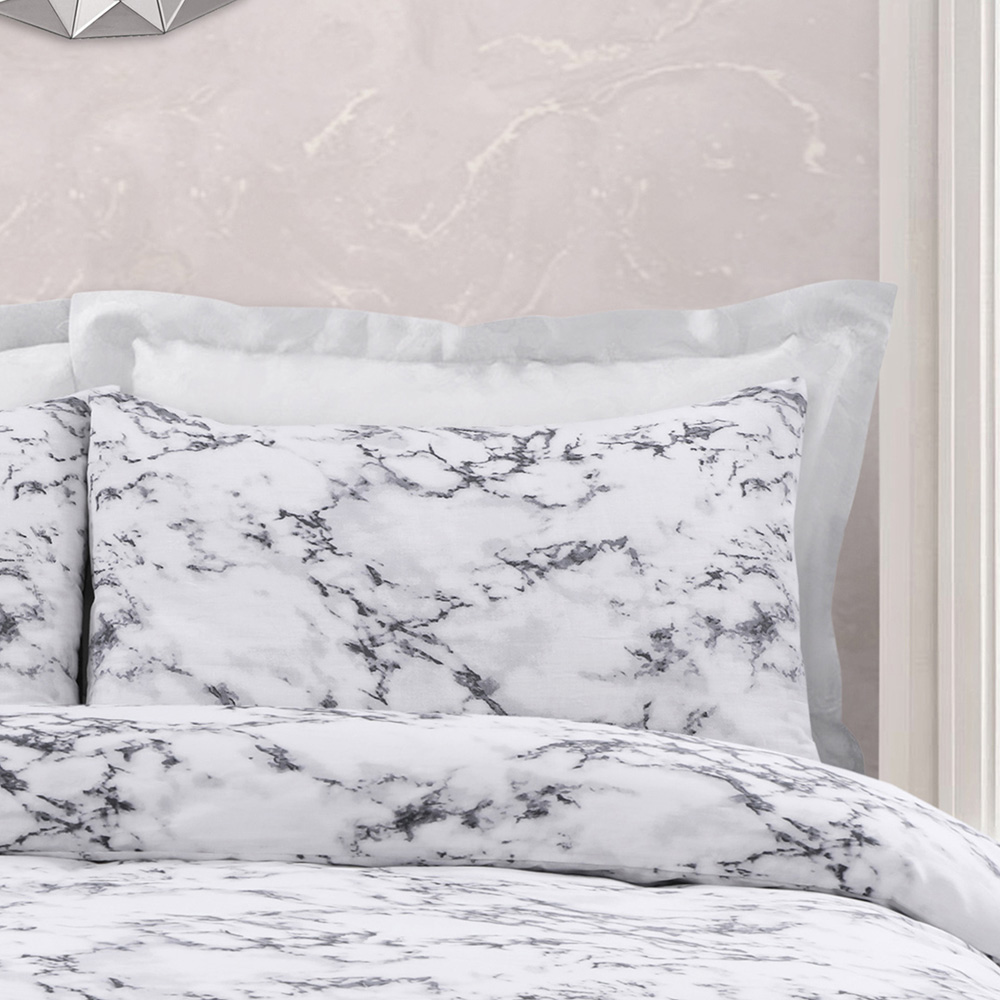 Velosso King Size Grey Marble Effect Duvet Cover Set Image 2
