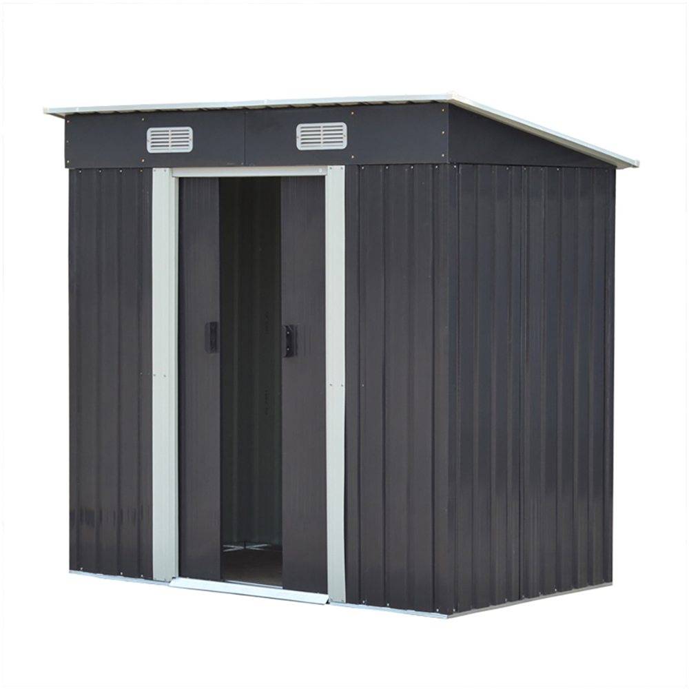 Living and Home 4 x 6ft Charcoal Black Metal Pent Garden Storage Shed Image 4