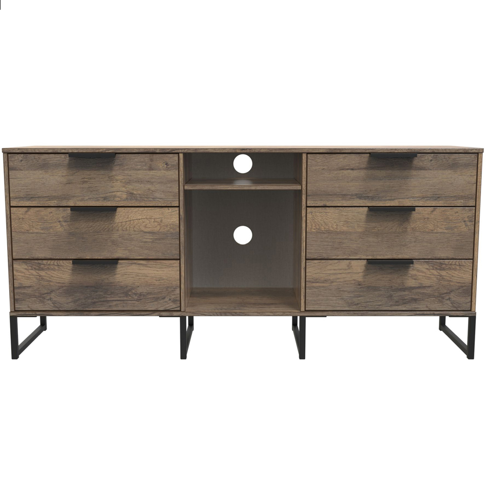 Crowndale Hong Kong 6 Drawer Vintage Oak Media Unit Image 3