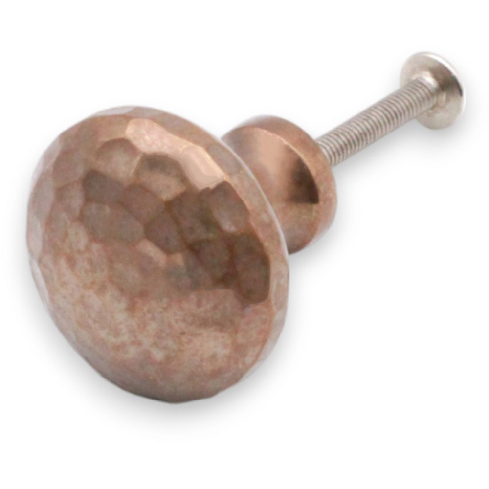Spira Brass Hammered Mushroom Antique Cupboard Knob 32mm Image 3