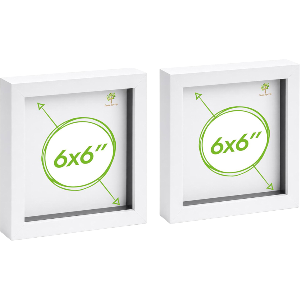 Nicola Spring White 3D Box Photo Frame 6 x 6 inch with White Mount 2 x 2 inch 2 Pack Image 1