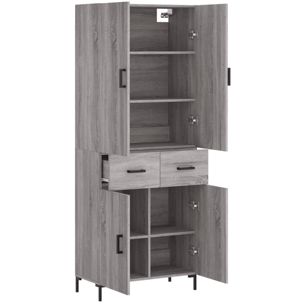 vidaXL 4 Door 2 Drawer Grey Sonoma Highboard Image 4