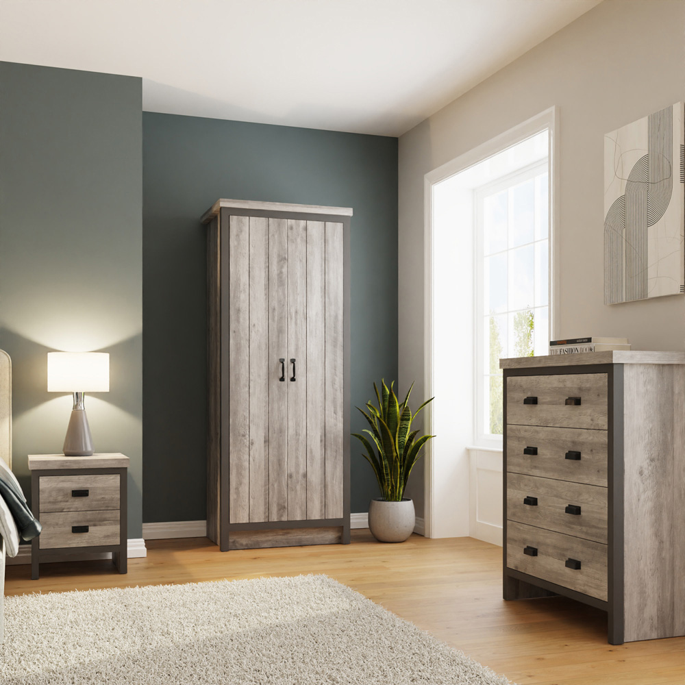 GFW Boston Grey 3 Piece Bedroom Furniture Set Image 1