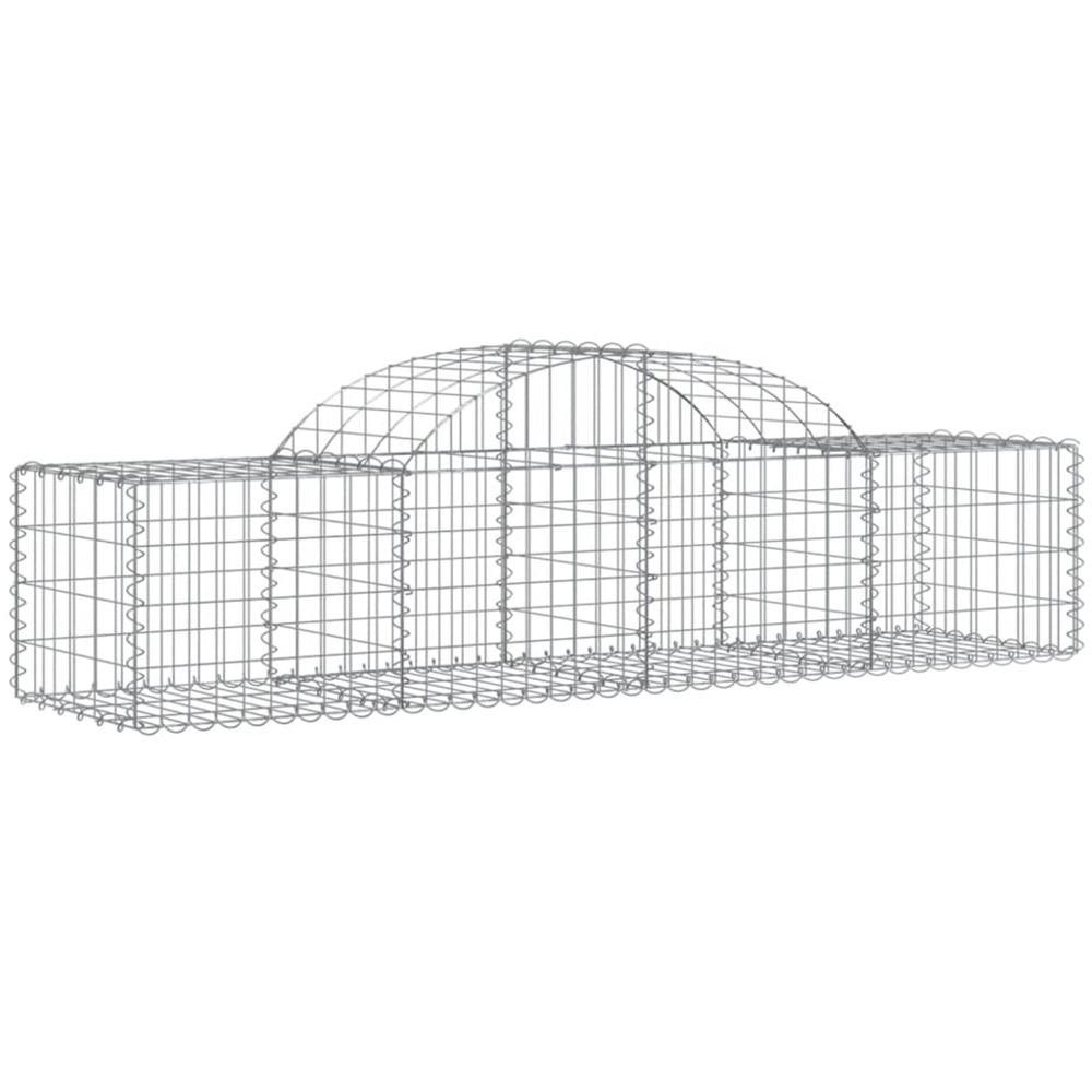 vidaXL Silver Galvanised Iron Arched Gabion Basket 200 x 50 x 40/60cm 12 Pack Image 1
