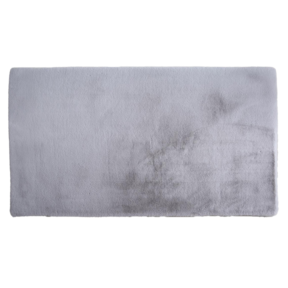 Silver Luxe Rabbit Faux Fur Rug Image 1