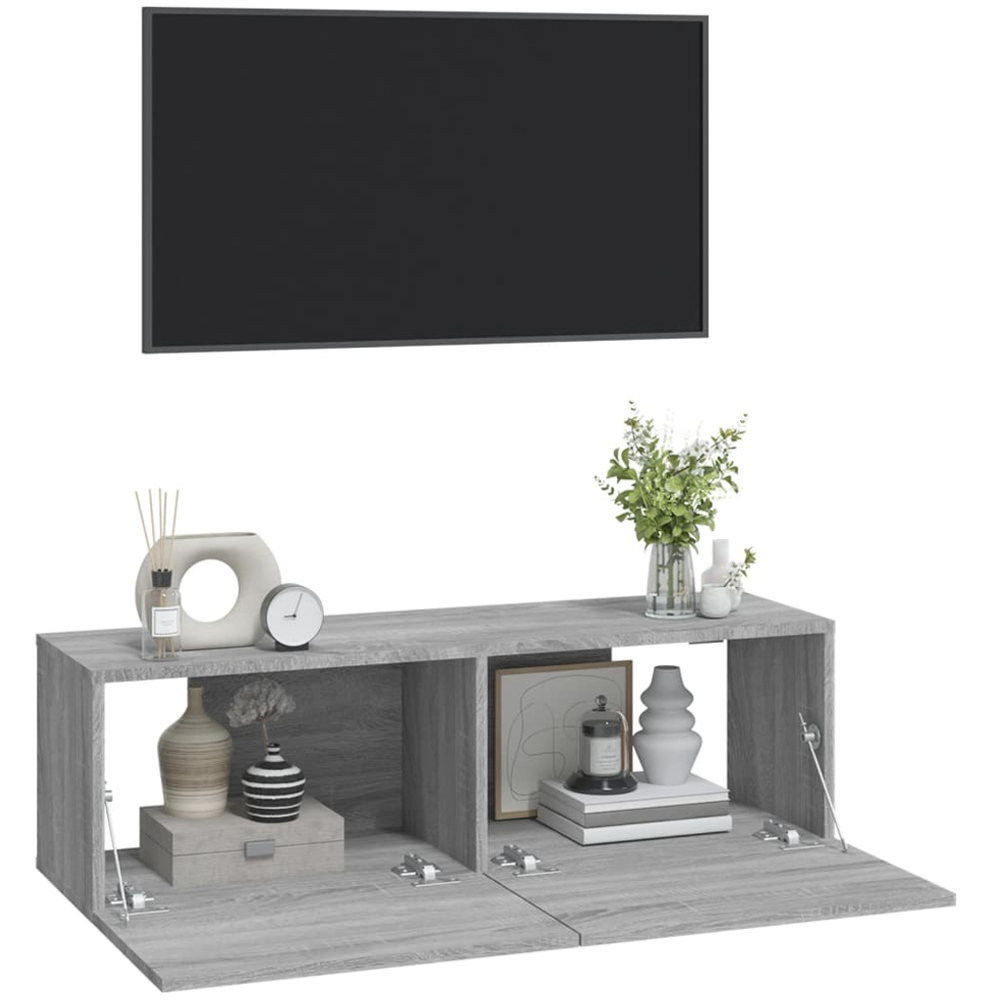 vidaXL 2 Door Grey Sonoma Wall Mounted TV Cabinet 2 Pack Image 3