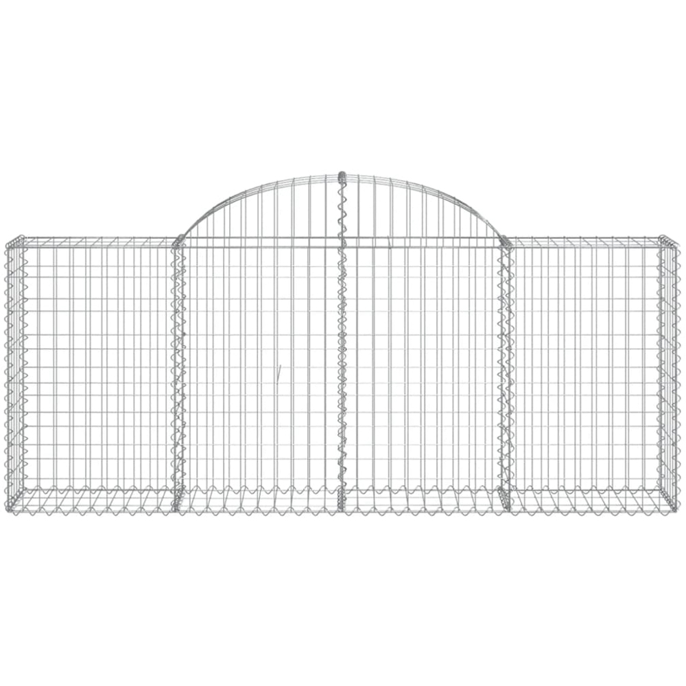 vidaXL Silver Galvanised Iron Arched Gabion Basket 200 x 30 x 80/100cm Image 2