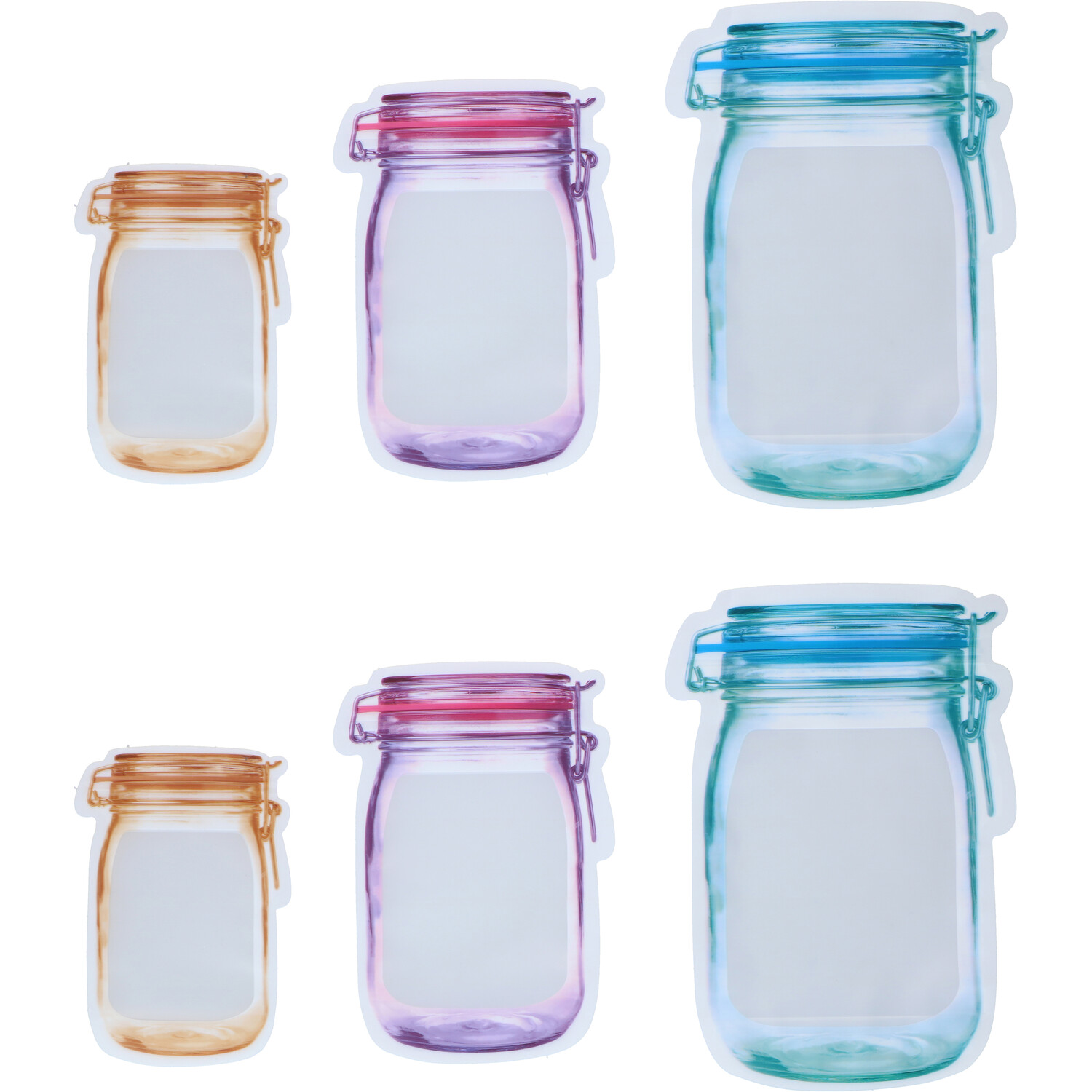 Pack of Six Reusable Food Storage Jar Bags Image 1