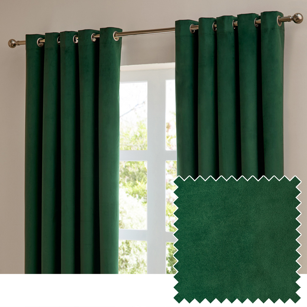 Furn The Ultimate Emerald Velvet Blackout Eyelet Curtains 117 x 137cm Image 6