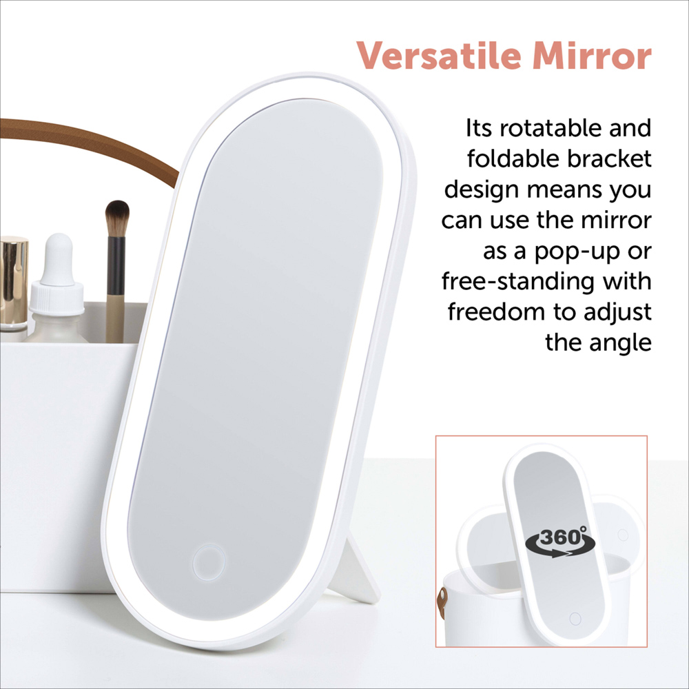 Carmen White and Brown Cosmetic Case with LED Mirror Image 7