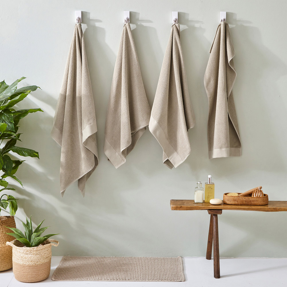 furn. Textured Cotton Warm Cream Bath Towel Image 4