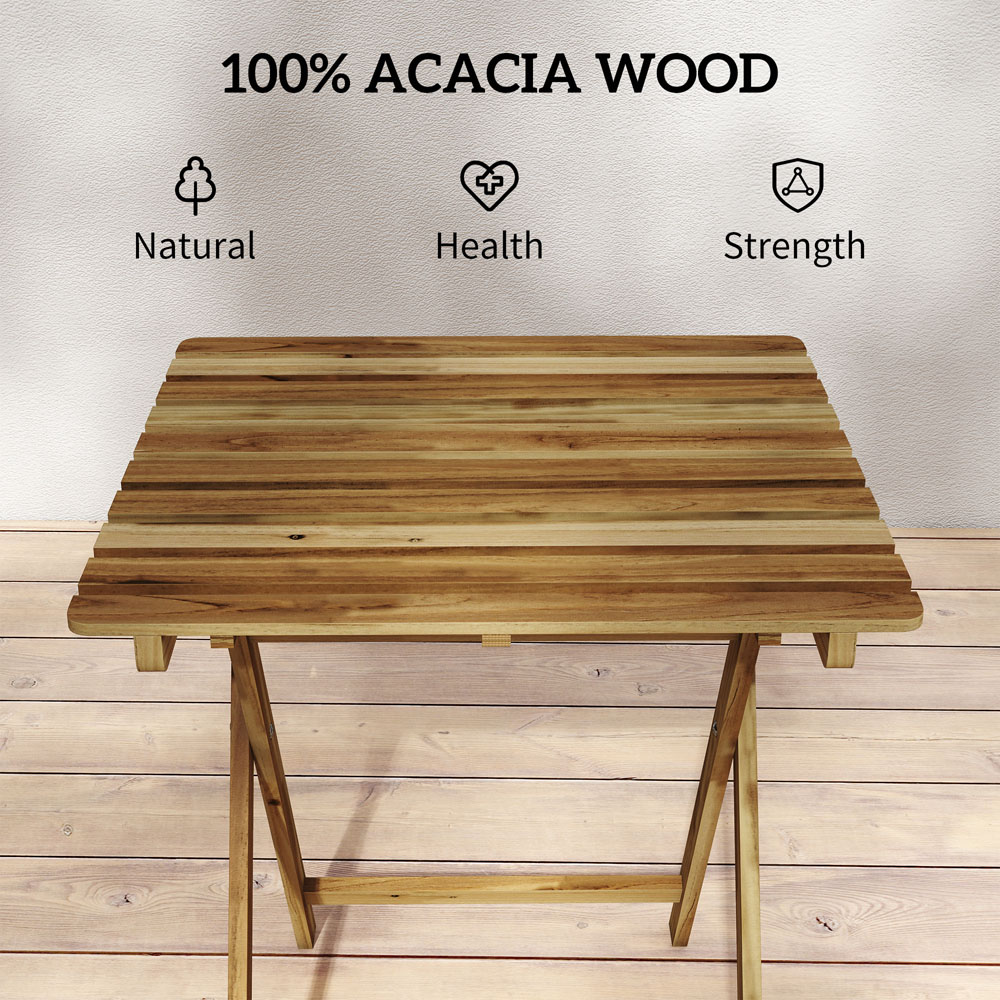 Outsunny Natural Wood Foldable Garden Coffee Table Image 4