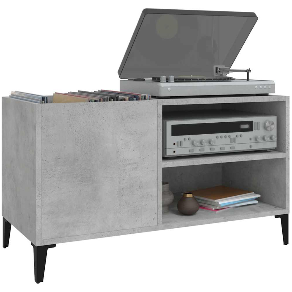 vidaXL 2 Shelf Concrete Grey Rectangular Record Cabinet Image 4