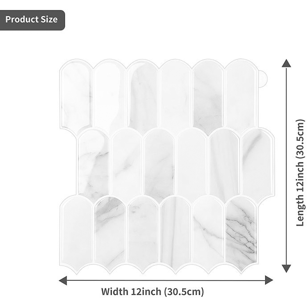 Peel and Stick Marble Wall Tile Set Light Grey Image 2