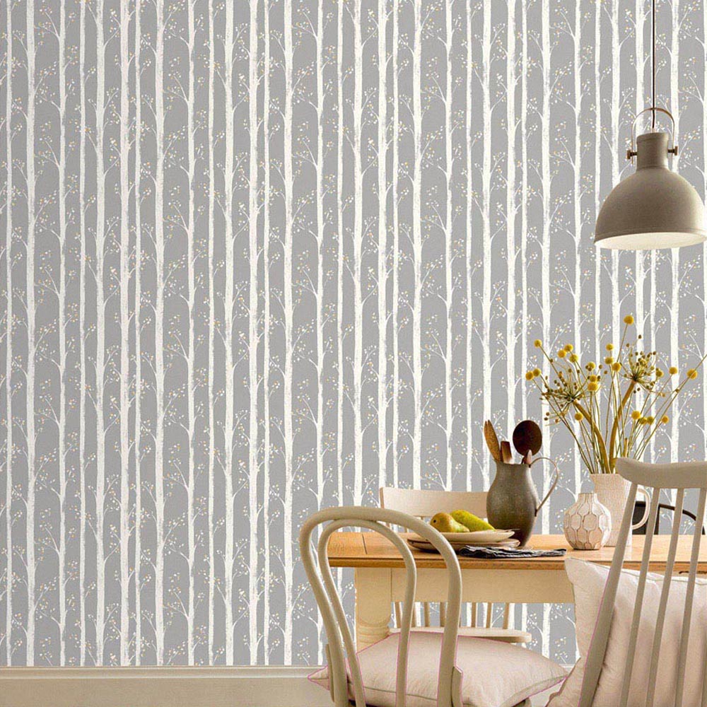 Arthouse Pretty Trees Ochre and Grey Wallpaper Image 3