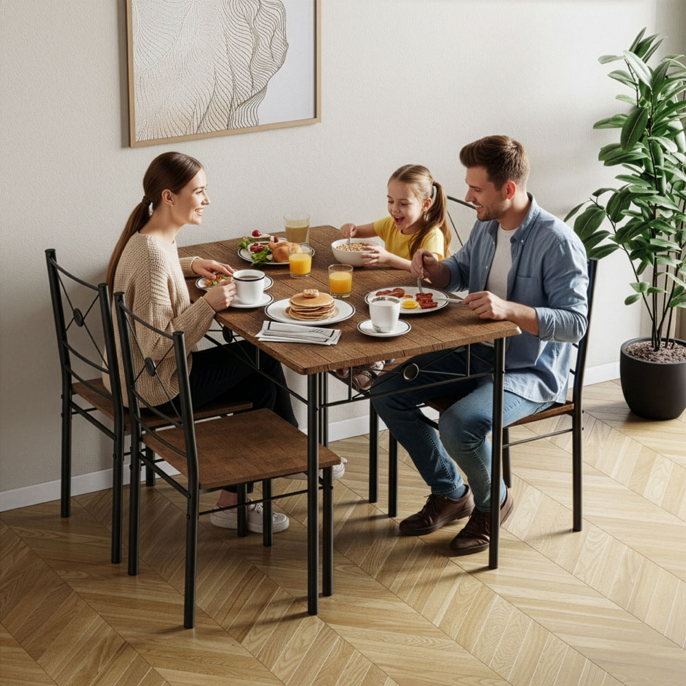 VIDA DESIGNS Roslyn 4 Seater Dining Set Dark Wood Image 4