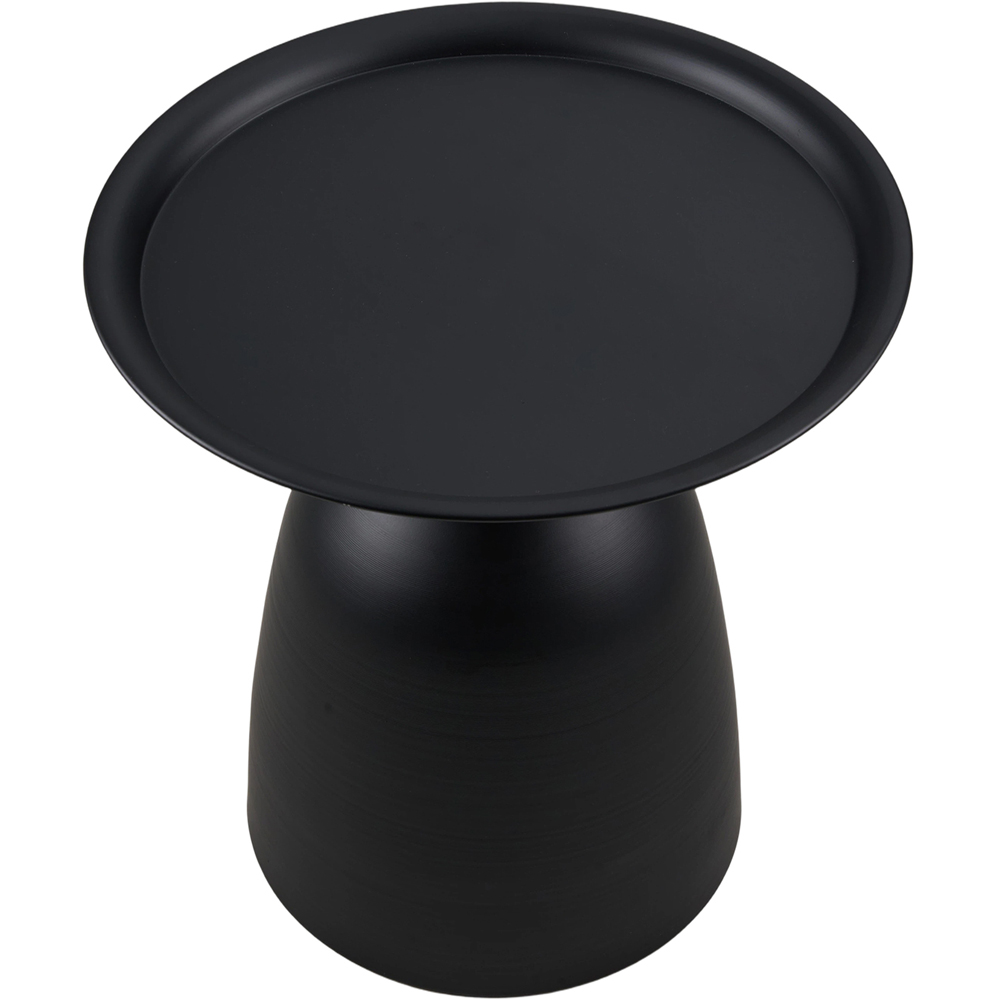 Living and Home Black Round Raised Edge Sculptural Base Side Table Image 6