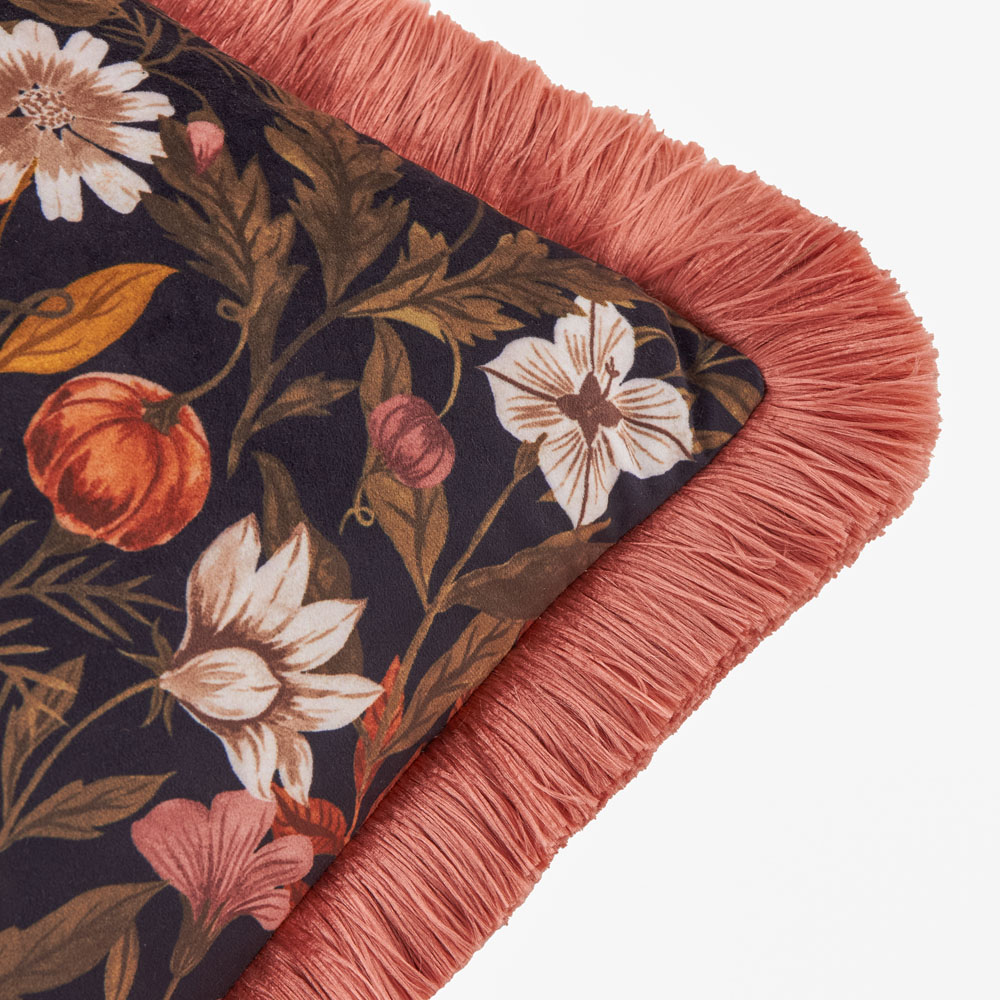 Furn Autumn Garden Burnished Rose Fringed Velvet Cushion 45 x 45cm Image 3
