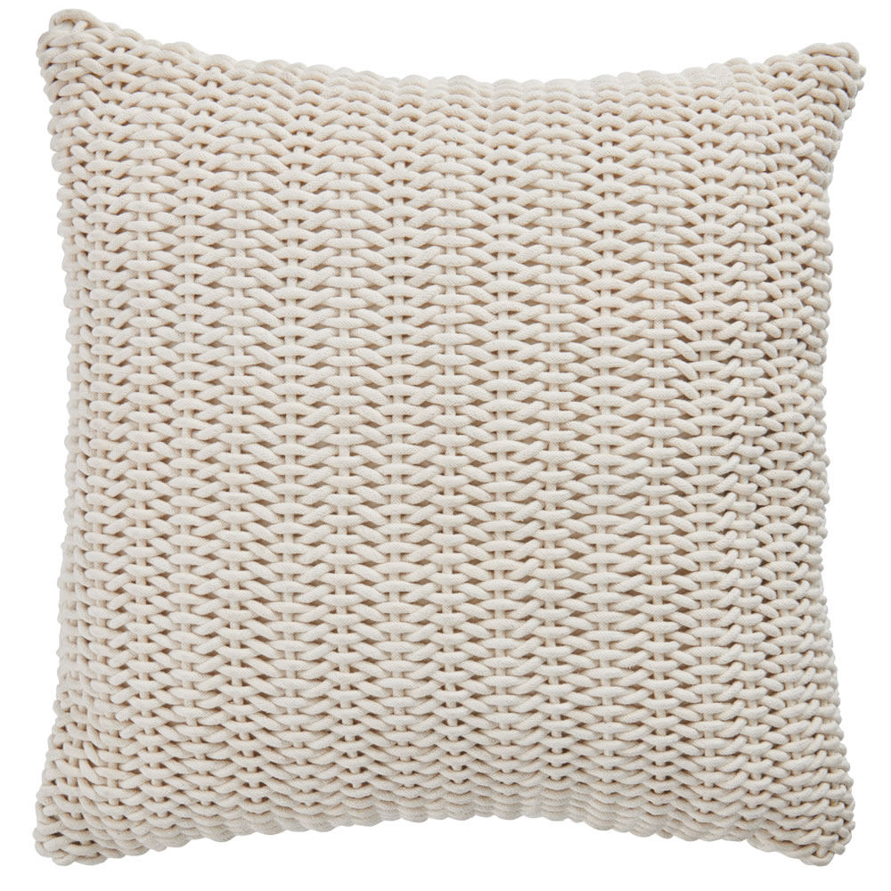 Wilko Chunky Knit Cushion Natural 46 x 46cm Image 1