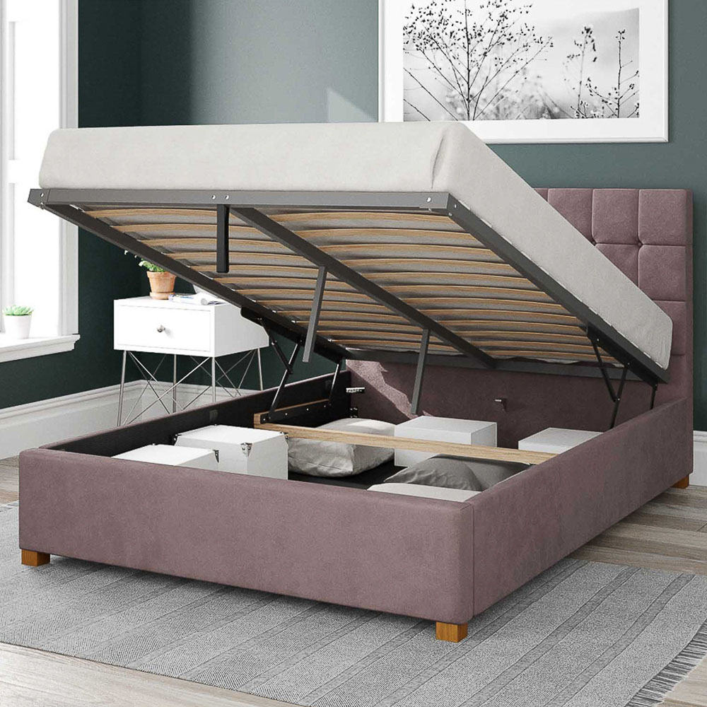 Aspire Sinatra Super King Blush Plush Velvet Ottoman Bed Image 2