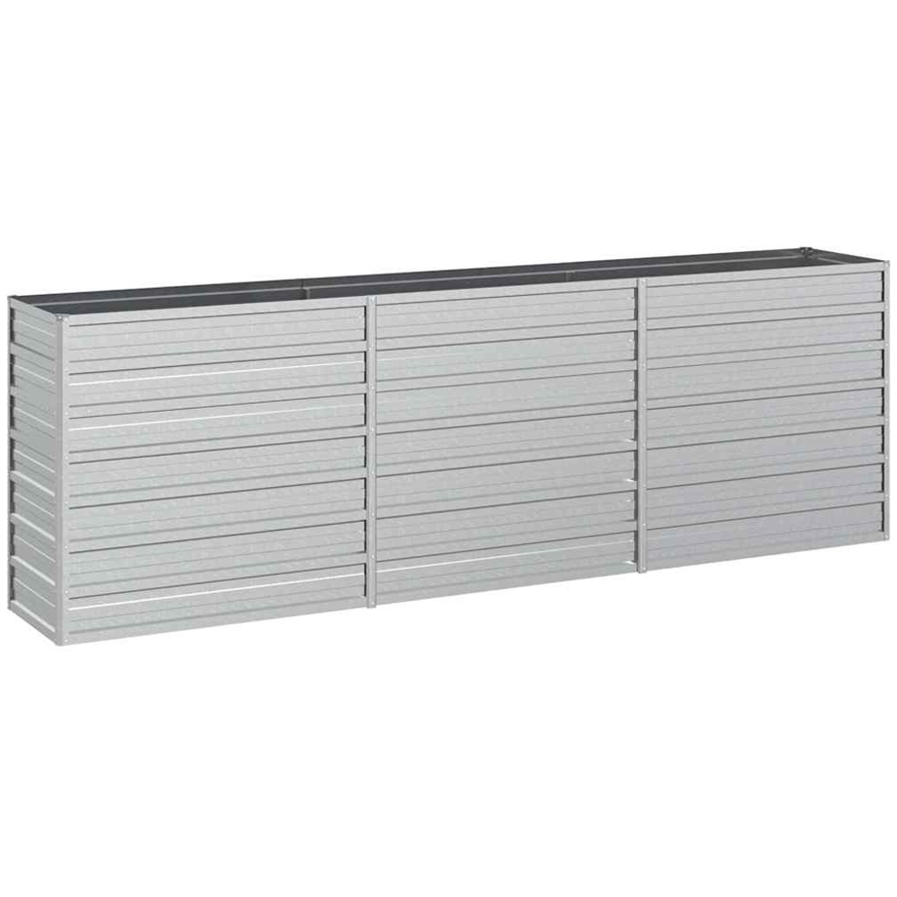 vidaXL Silver Galvanised Steel Raised Garden Bed 77 x 240 x 40cm Image 1
