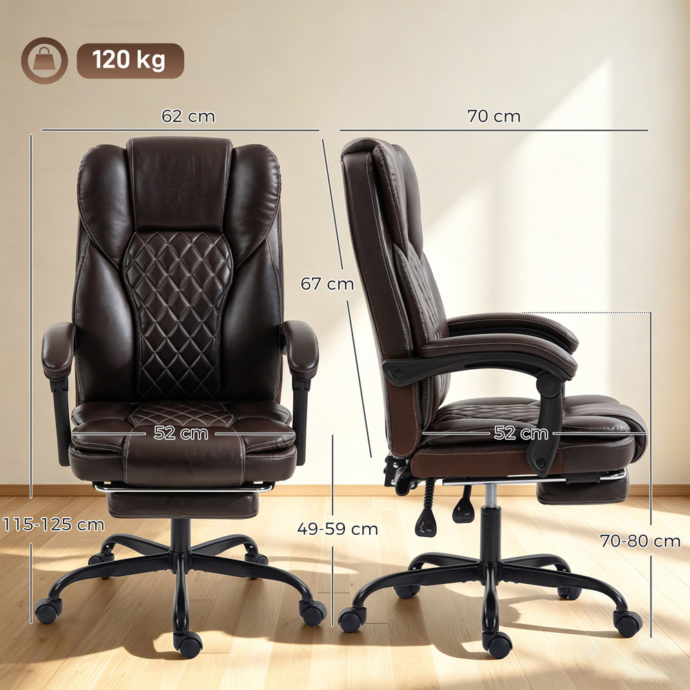 HOMCOM Brown High Back Home Office Reclining Chair Image 9
