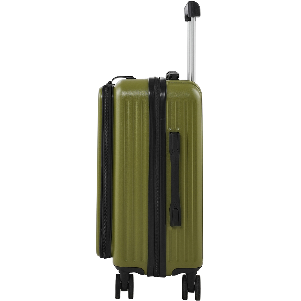 H&O Direct Green Hard Shell Suitcase with Front Pocket Cup Holder and USB Port 20 inch Image 3