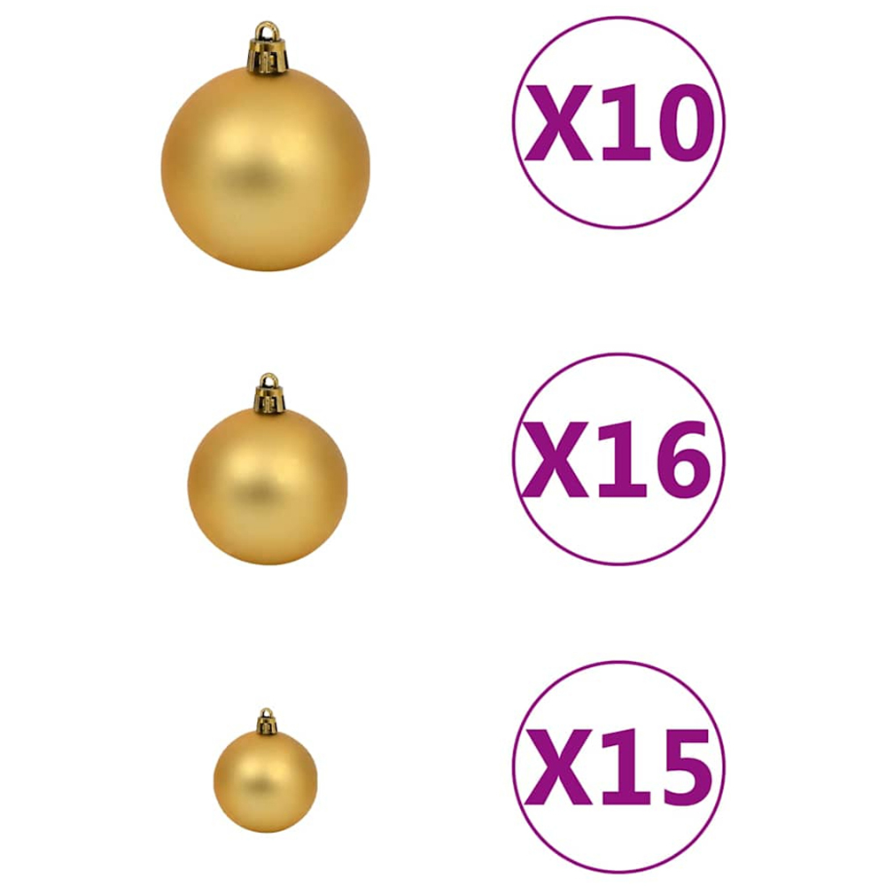 vidaXL Green Artificial Christmas Tree with LEDs Bronze Gold Decoration Ornaments 8ft Image 8