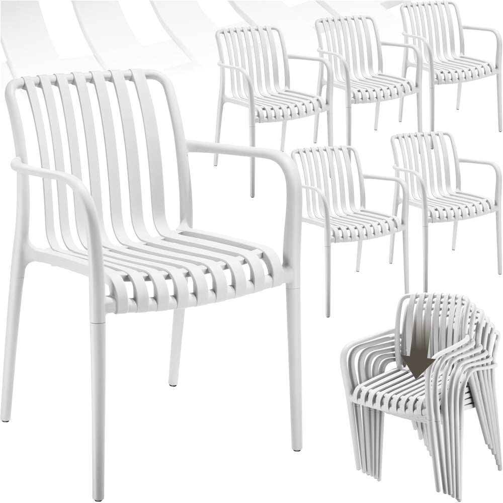 tectake Alcudia Set of 6 White Garden Chair Image 2