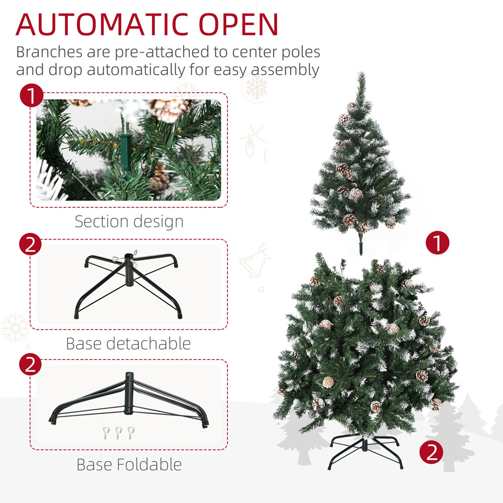 Everglow Green Artificial Christmas Tree with Pine Cones 5ft Image 6