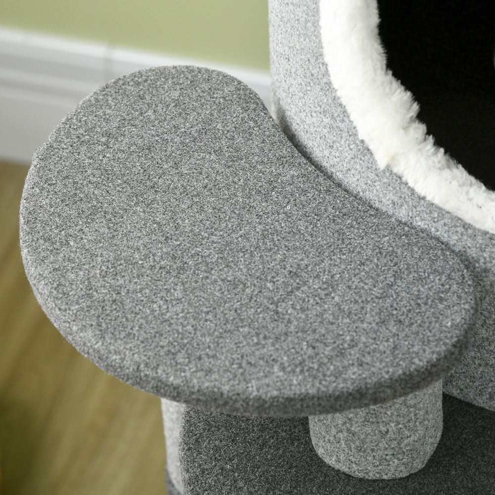 PawHut Barrel-Shaped Grey Indoor Cat Tree with Sisal Scratching Posts Image 3
