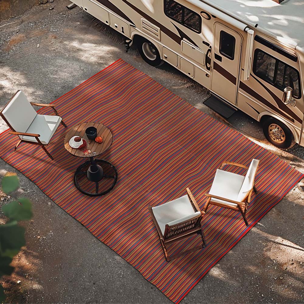 Green Decore Weaver Multi Red Camping and Picnic Rug 270 x 360cm Image 6