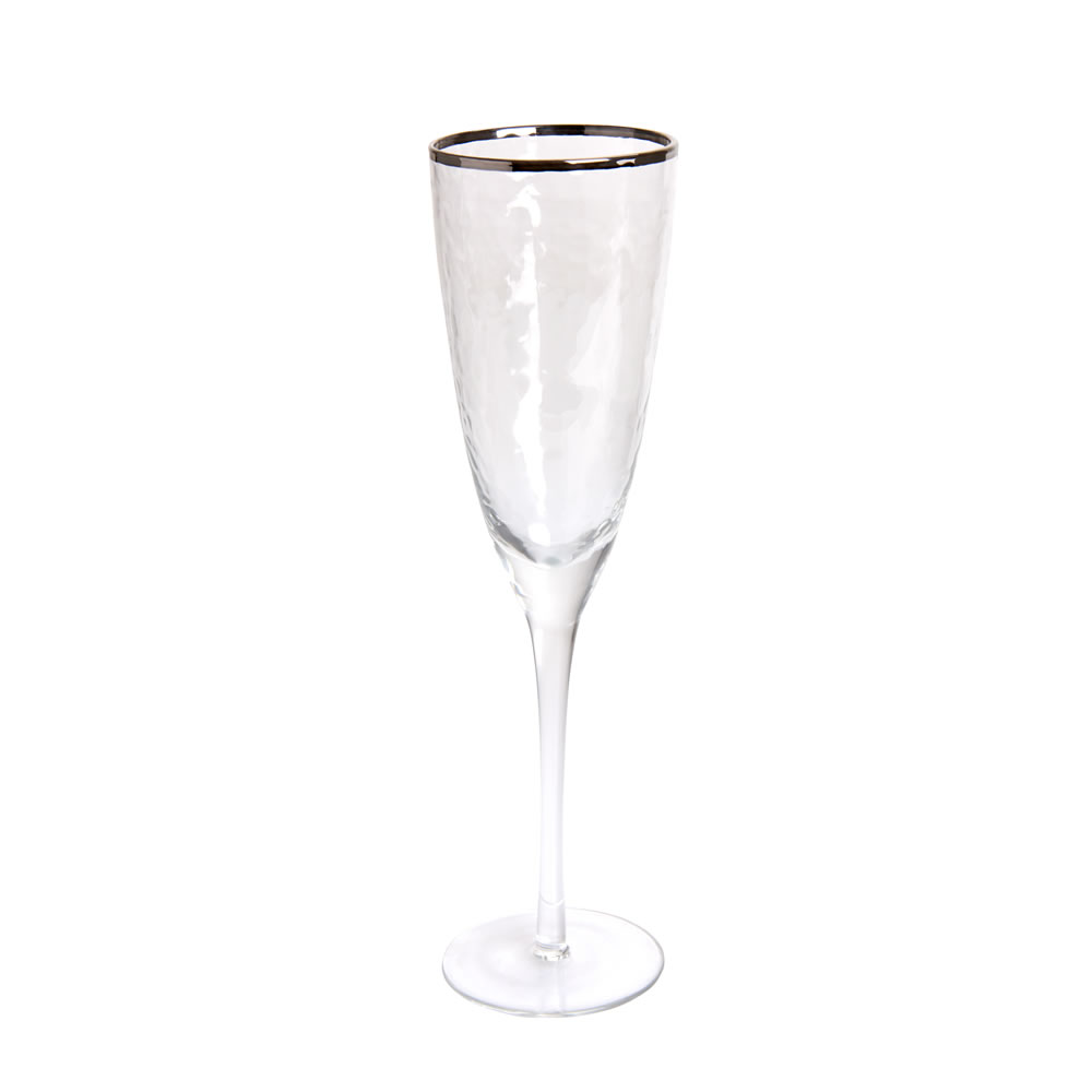 Wilko Hammered Silver Rim Champagne Glass Image 1