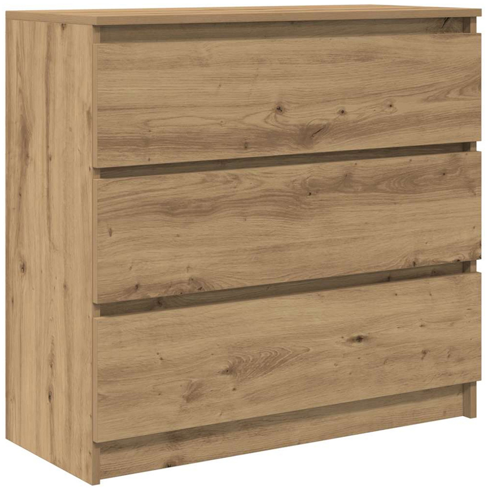 vidaXL 3 Drawer Artisan Oak Sideboard Image 2