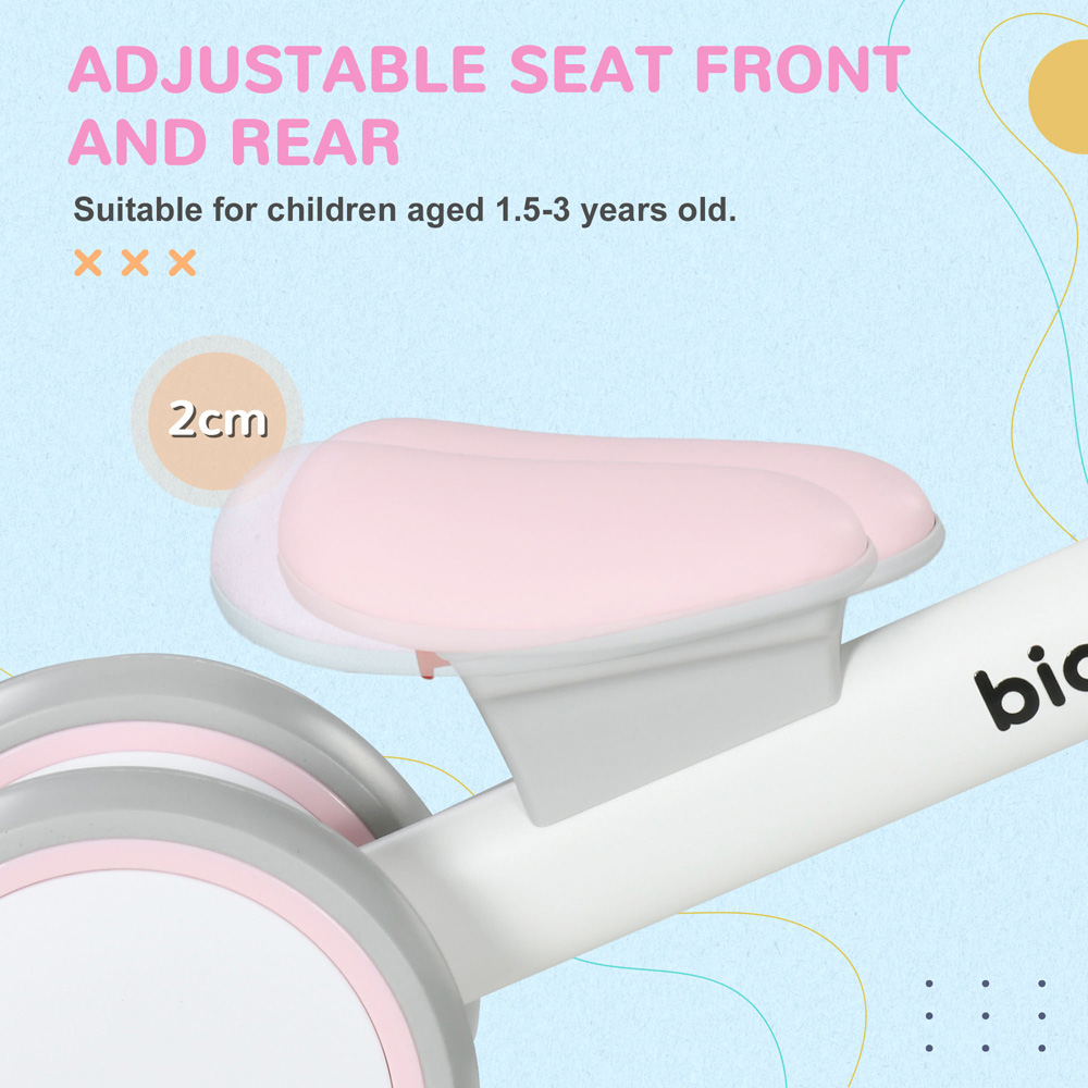 AIYAPLAY Pink Kids Balance Bike with Adjustable Seat Image 6