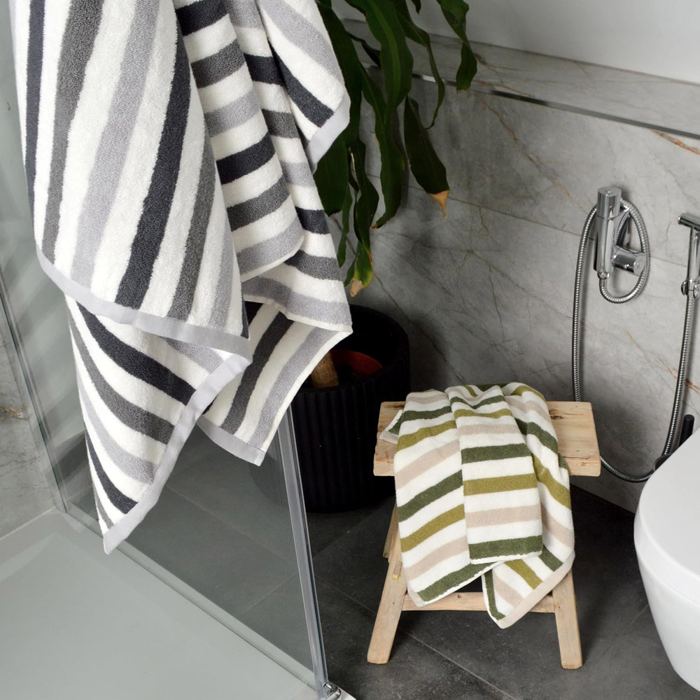 Allure Bath Fashions Cali Grey Striped Hand Towel 2 Pack Image 2