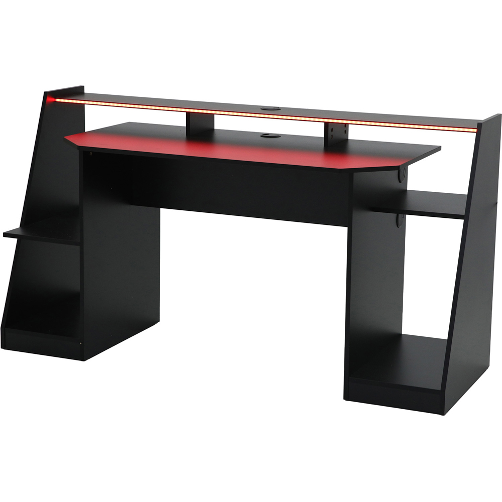 LED Gaming Double Screen Desk Black Image 2