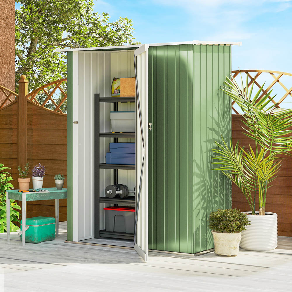 Outsunny 4.6 x 3ft Light Green Metal Pent Garden Shed Image 2