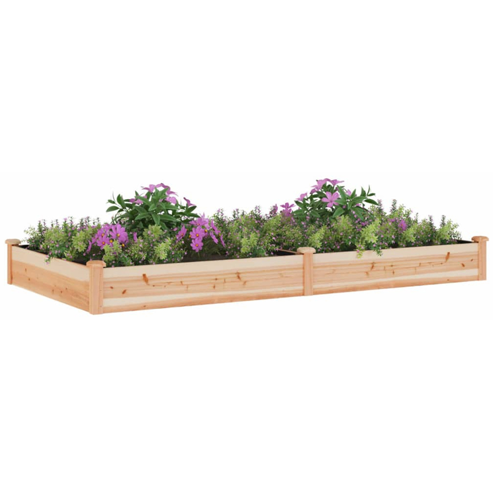 vidaXL Natural Solid Fir Wood Raised Garden Bed with Liner 240 x 120 x 25cm Image 2