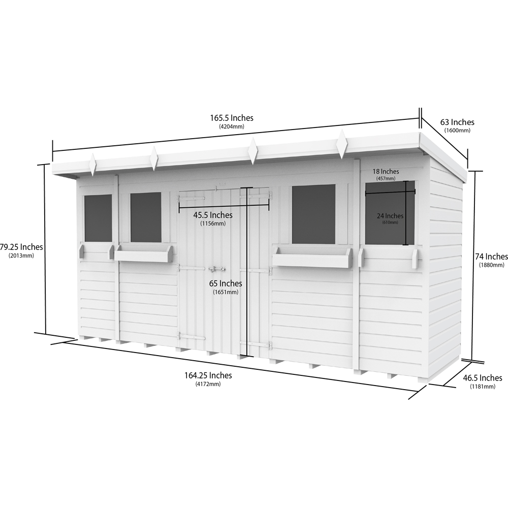 DIY Sheds 14 x 4ft Tongue and Groove Timber Pent Summer Garden Shed Image 8