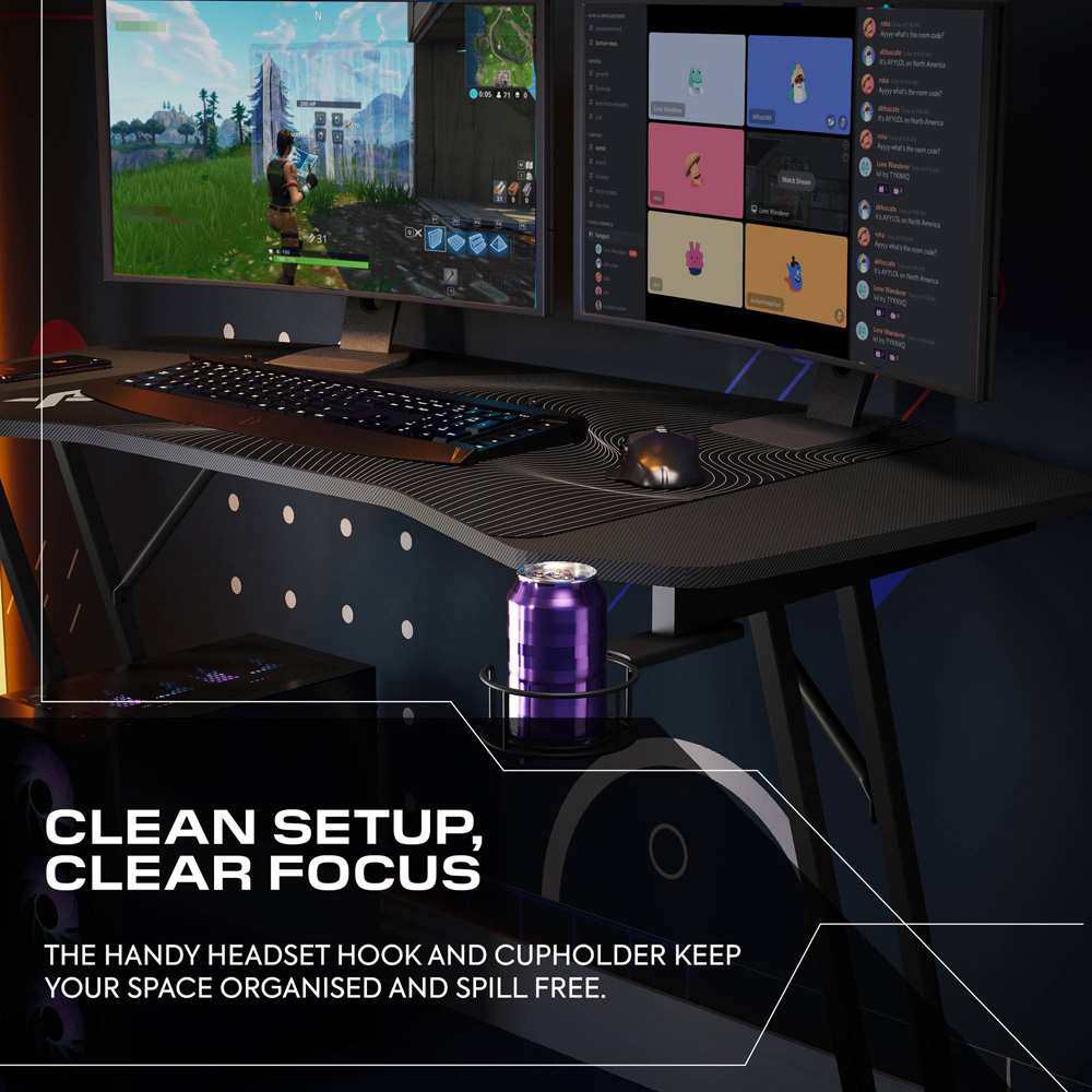 X Rocker Panther Evo Gaming Desk with Mousepad Black Image 5