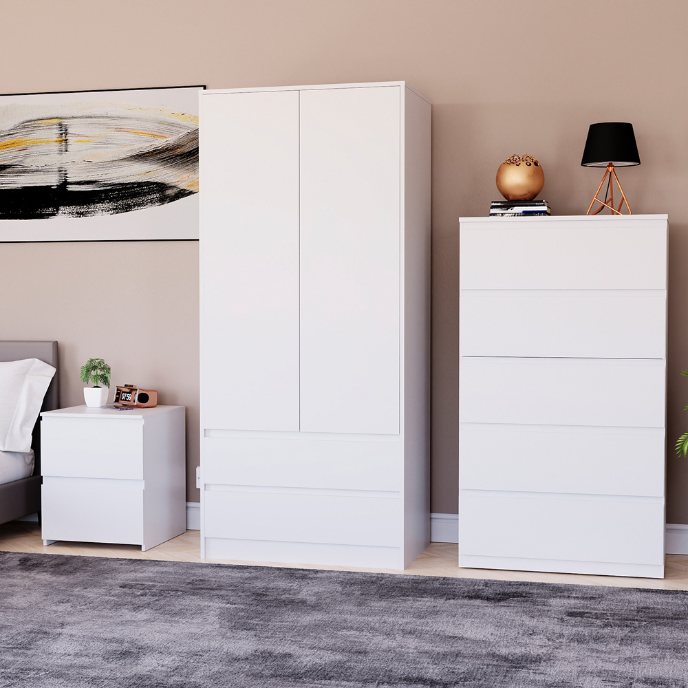 Vida Designs Denver White 3 Piece Bedroom Furniture Set Image 3