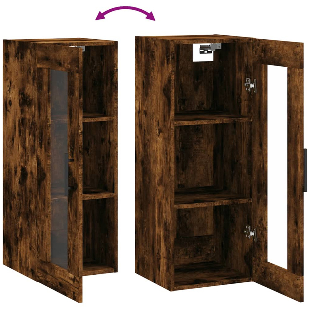 vidaXL Single Door 3 Shelf Smoked Oak Wall Mounted Cabinet Image 8