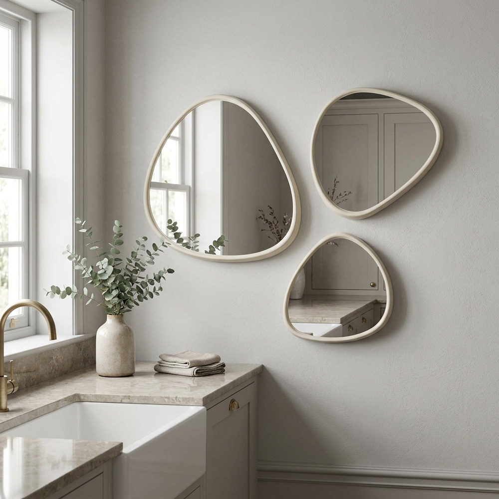 Set of 3 Stone Organic Shape Mirrors Image 13