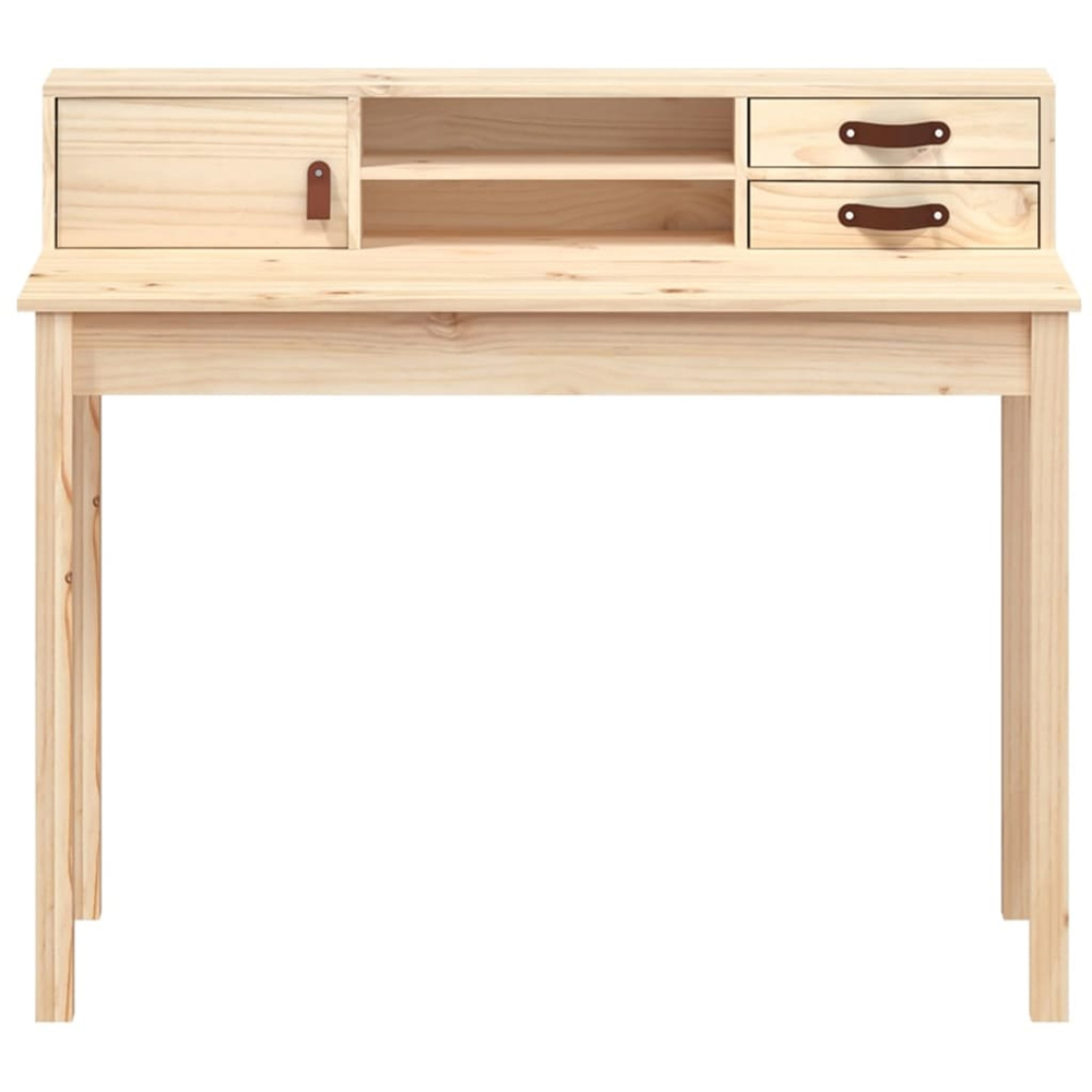 vidaXL Single Door 2 Drawer Single Shelf Office Desk Natural Brown Image 4