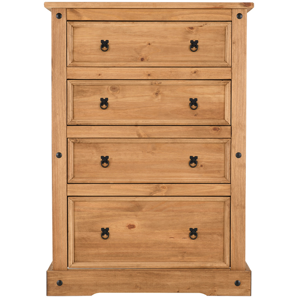 Seconique Corona 4 Drawer Distressed Waxed Pine Chest of Drawers Image 3