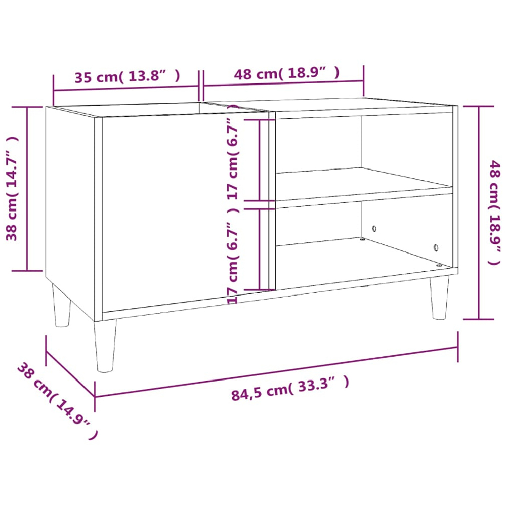vidaXL 2 Shelf White Record Cabinet Image 8