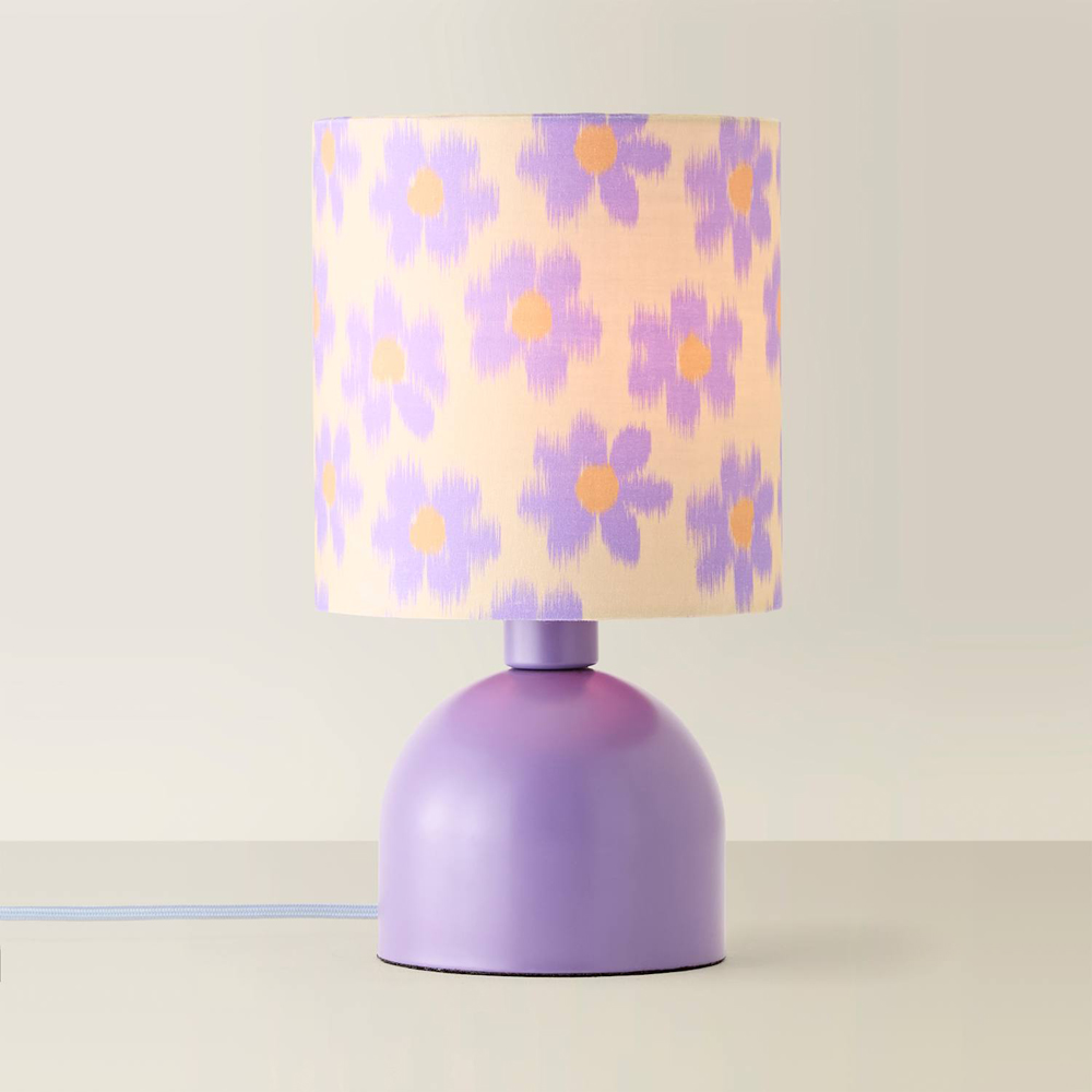 ValueLights Miley Floral Print Shade Purple LED Table Lamp with Bulb Image 4